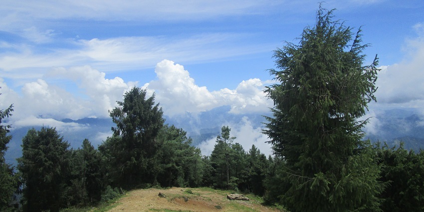 A breathtaking view of cloudy skies from Reserve Forest Sanctuary, Himachal Pradesh