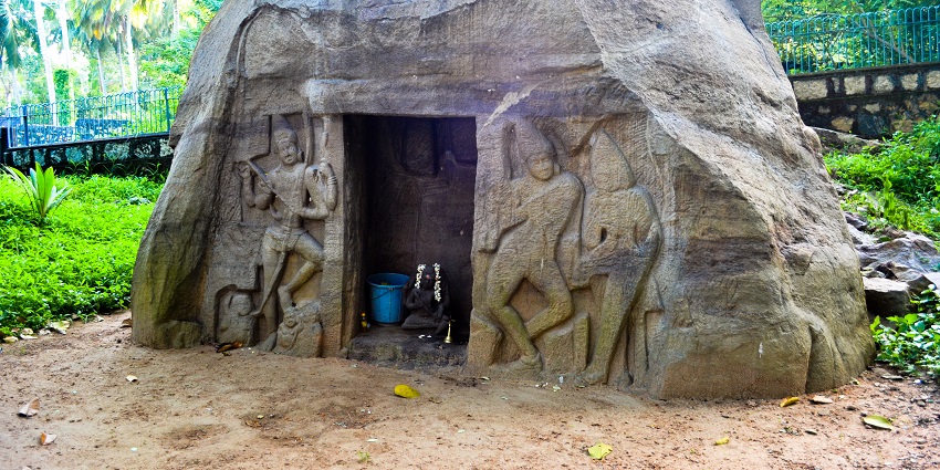 Seeking blessings at the Rock Cut Cave Temple is one of the best things to do in Kovalam.