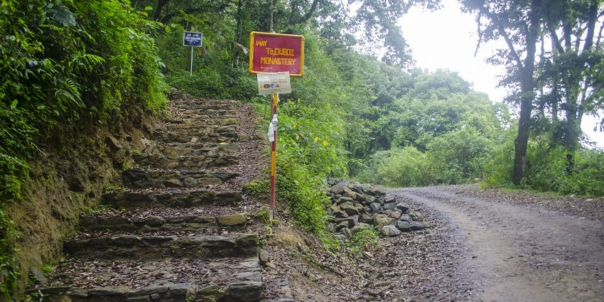 Navigate through the lush surroundings of Sikkim to reach the region’s first monastery.