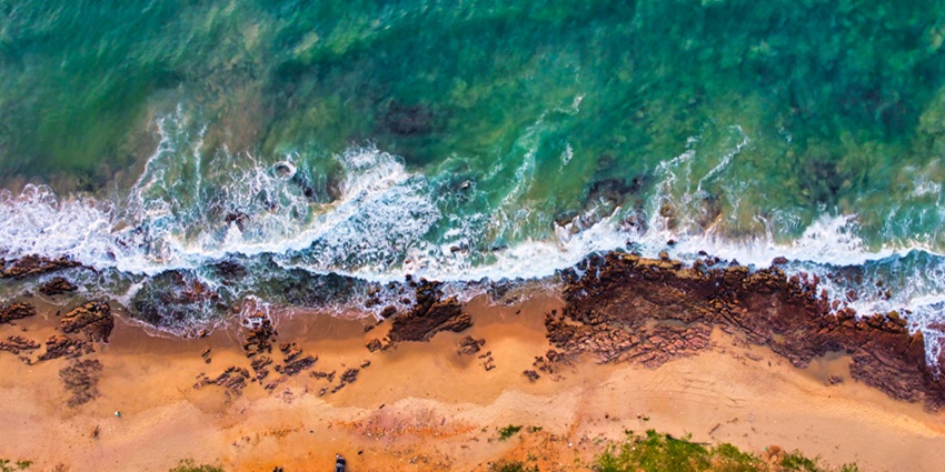 Rushikonda Beach is a charming beach where you can go jet skiing or windsurfing