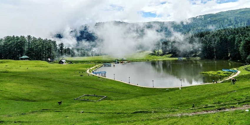 The magnificent Sanasar Lake, a must-visit in places to visit near Viashno Devi, India.