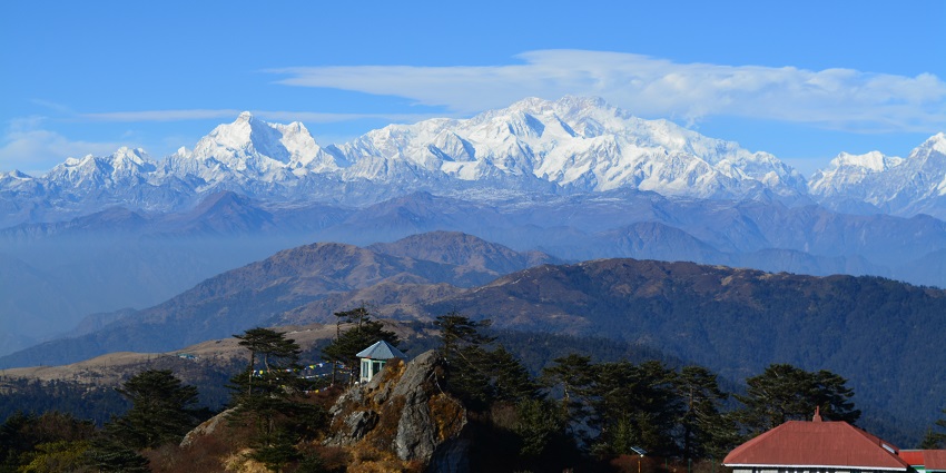 A distant view of the Kanchenjunga Peak