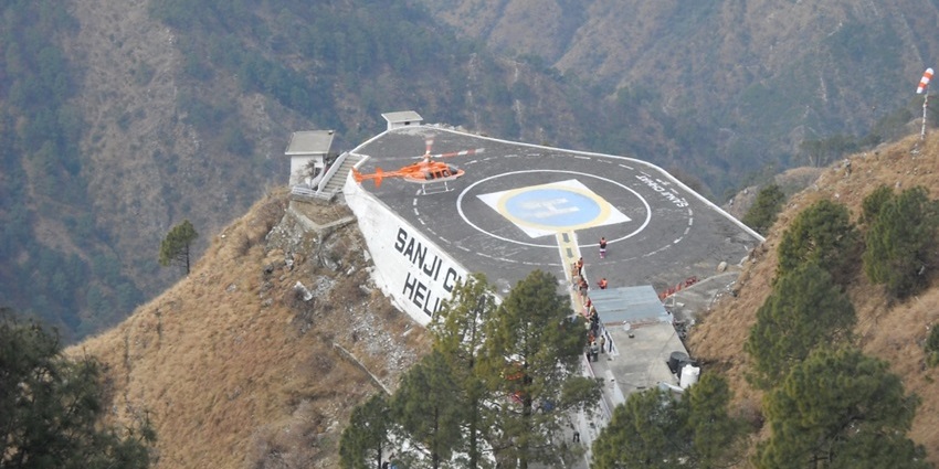 A view of the Sanjichhat Peak helipad, one of the top places to visit near Vaishno Devi.