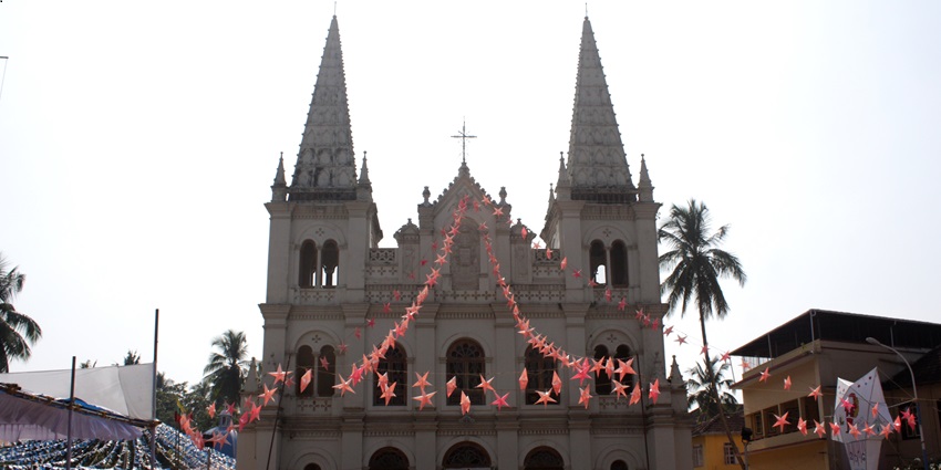 Seek blessings from Santa Cruz Basilian, one of the places to visit in Kochi, Kerala.