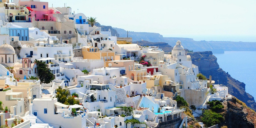 View of the buildings in Santorini, Greece, one of the places to visit in the world in April