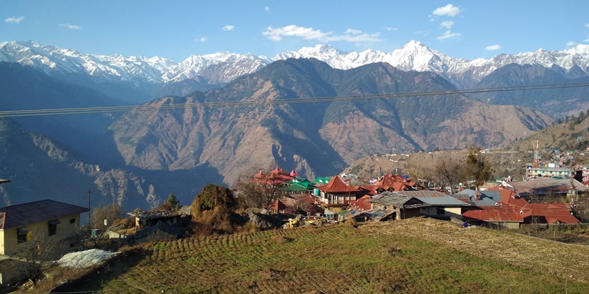 A village in Sarahan, Himachal Pradesh, which is one of the places to visit April in India
