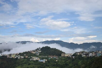 The picturesque views of mountains in Chamba, one of the places to visit in May in India.