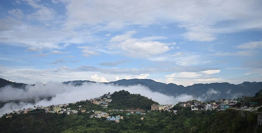 The picturesque views of mountains in Chamba, one of the places to visit in May in India.