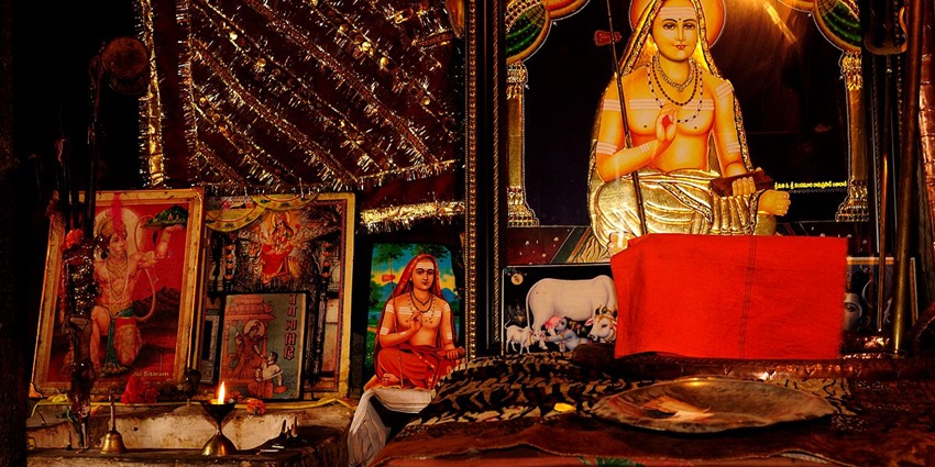 A look inside the Adi Shankara's gufa or cave at Shankaracharya Temple in Kashmir.