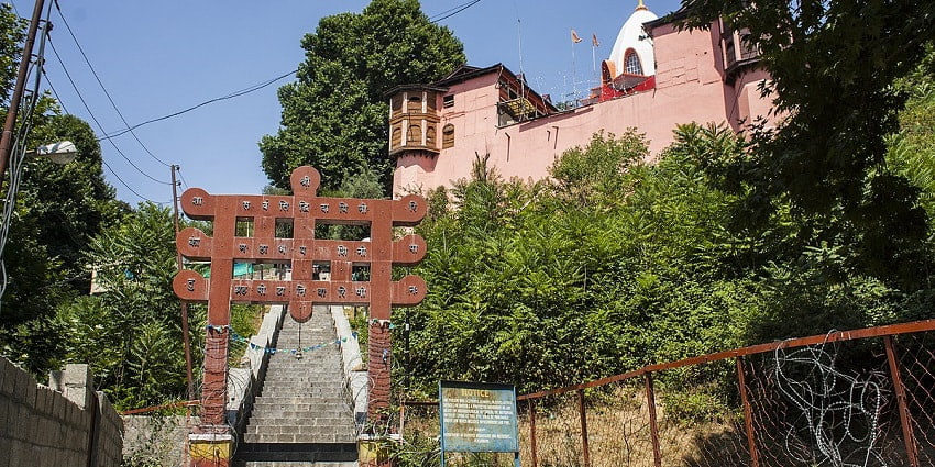 Sacred Sharika Devi Temple perched on Hari Parbat Hill with city views - Kashmir temples