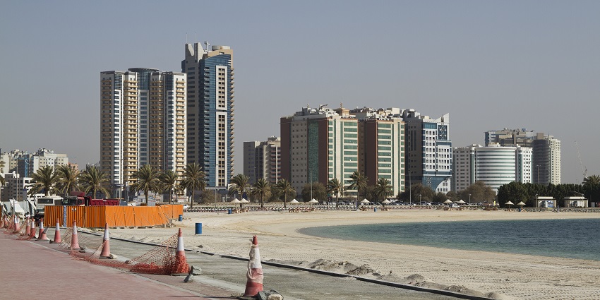 A panoramic view of the buildings in Sharjah, one of the places to visit near Dubai