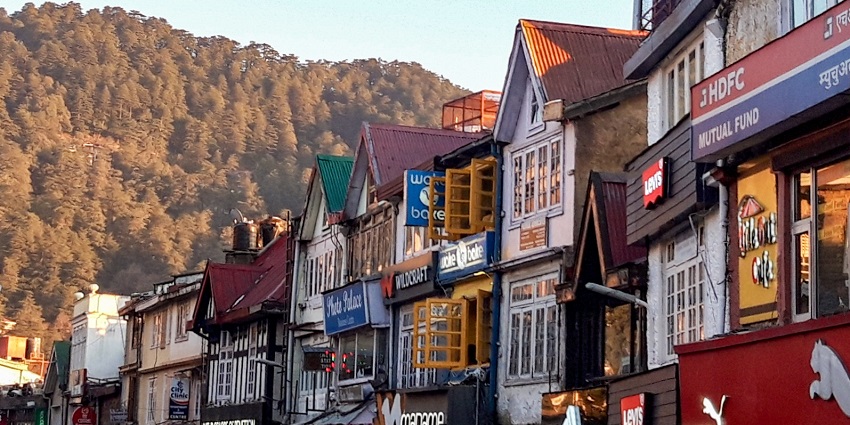 A view of the Mall Road, Shimla, as seen from the Scandal Point - explore Shimla Mall Road