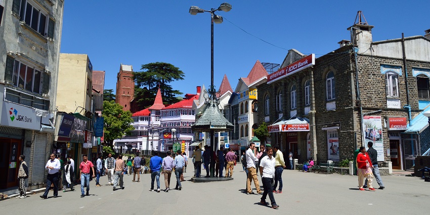 Scandal Point in Shimla, offering bustling scenes and scenic views and explore Mall road