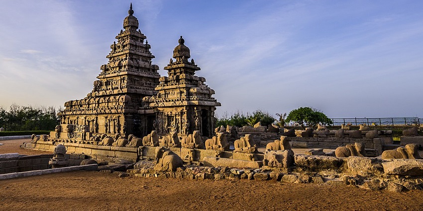 The majestic architecture of the Shore Temple, Mahabalipuram stands out as a historical marvel