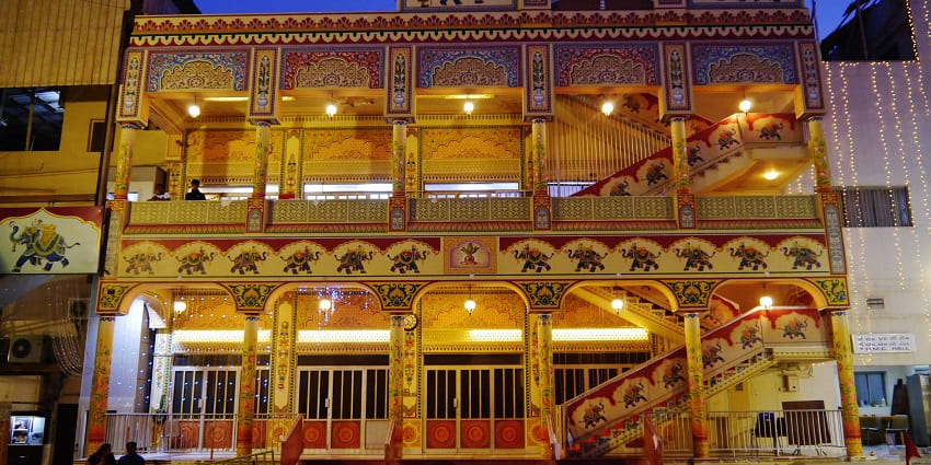 The exterior view of ShrinathJi Temple, one of the most revered temples in Dubai, UAE.