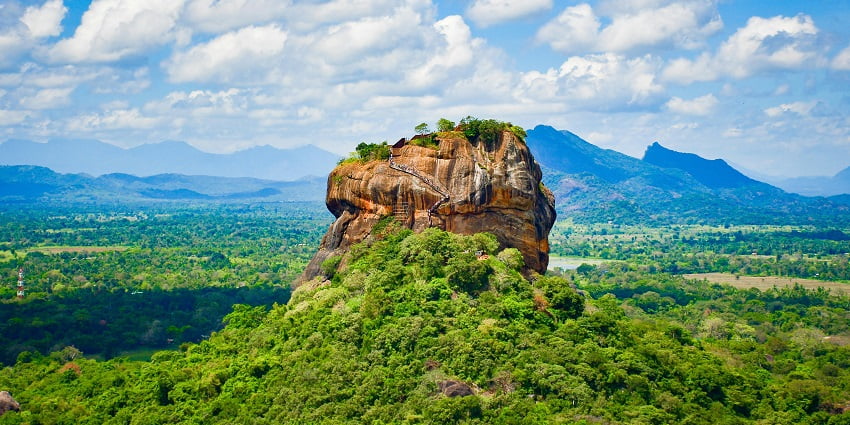 The Sigiriya rock fortress in Sri Lanka is a breathtaking sight to visit with the backdrop of forests