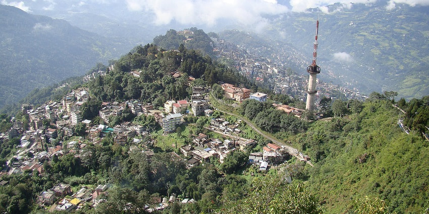 Gangtok seen from Ganesh-Tok-viewpoint - one of the best places to visit near Siliguri