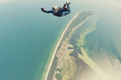 A person indulging in a thrilling adventure of skydiving, one of the top activities.