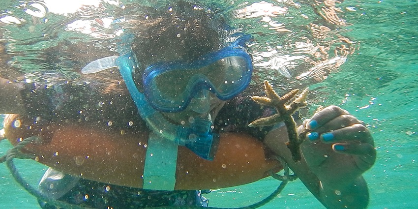 Lamiya Bay Beach offers plenty of opportunities for snorkelling adventures during low tides