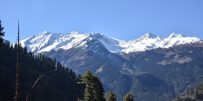 Snow-capped Parbati range, Tosh trail - visiting Tosh is one of the best things to do.
