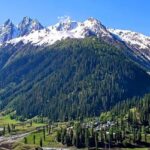 View of snow-capped mountains in Sonamarg - one of the places to visit in Kashmir in June.