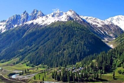 View of snow-capped mountains in Sonamarg - one of the places to visit in Kashmir in June.