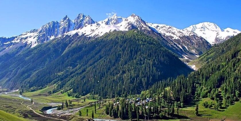 View of snow-capped mountains in Sonamarg - one of the places to visit in Kashmir in June.