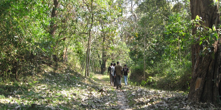 Take extra precaution as you trek through the lush forests towards Aruvikuzhy Waterfalls.