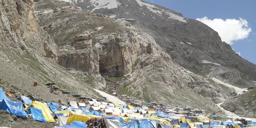 Devotees tent near Amarnath Cave during the Yatra - famous festivals in Jammu and Kashmir