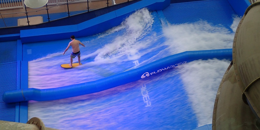 Picture of Surfer, Surfing on the artificial Surf Barrel - Yas Island Water Park, Dubai