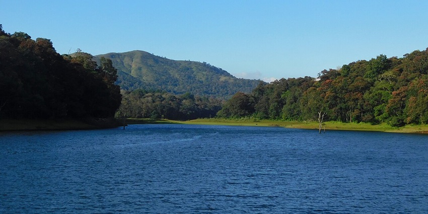 Scenic view of Thekkady with lush greenery, hills, and serene natural landscape—hill stations near thrissur