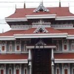 Scenic front view of historic Thiruvambadi Temple in Thrissur, Kerala