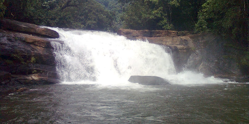 Water flowing through a beautiful waterfall