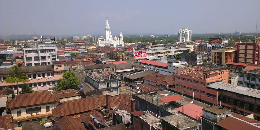 Aerial view of Temple city Thrissur, Kerala - Home to iconic Thiruvambadi Temple