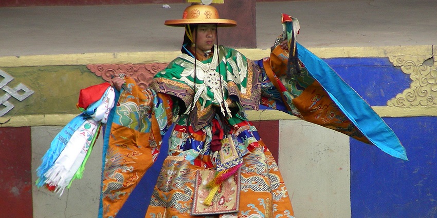 Monk Dancing at the Tibetan Losar - one of the famous festivals in Jammu and Kashmir