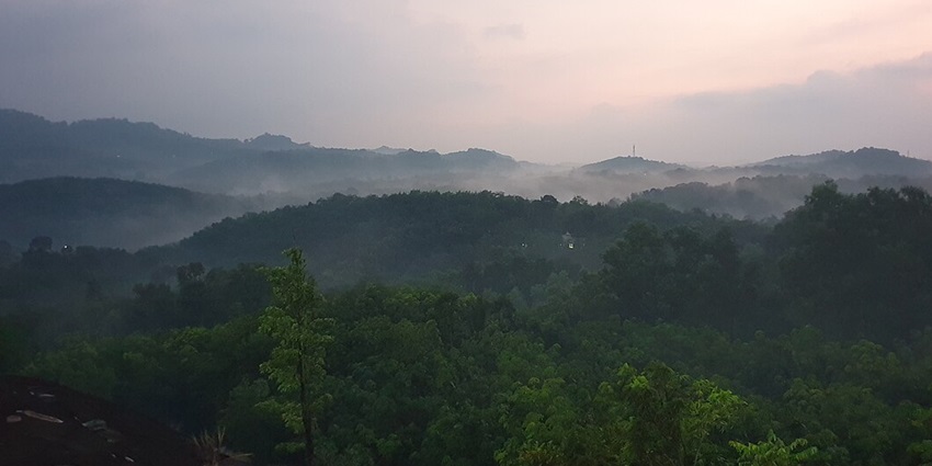 Scenic views of the green lush hill of Kerala somewhere in the western Ghat region