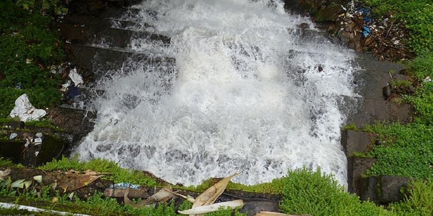 Downview of a waterfall