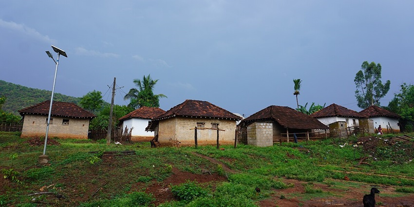 A beautiful settlement of Tribal homes and village somewhere in Nilambur, Teak Museum