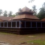 The view of the tranquil courtyard of Trichambaram Temple in Taliparamba, Kerala.