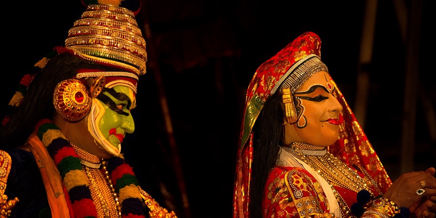Kathakali showing Lord Krishna and Rukmini