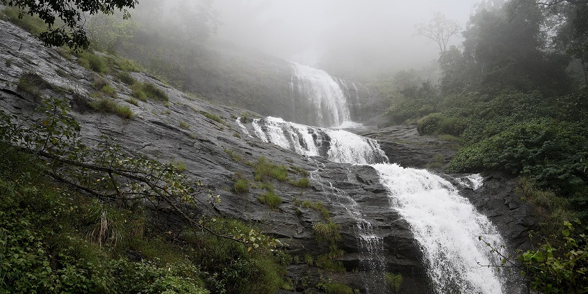 Valara Waterfalls are a blend of water streams tumbling down the rocks in Kerala