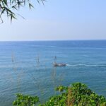 Panoramic view of vast ocean from the distance at Varkala beach, Kerala