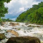 Water flowing down the Vazhachal Waterfalls