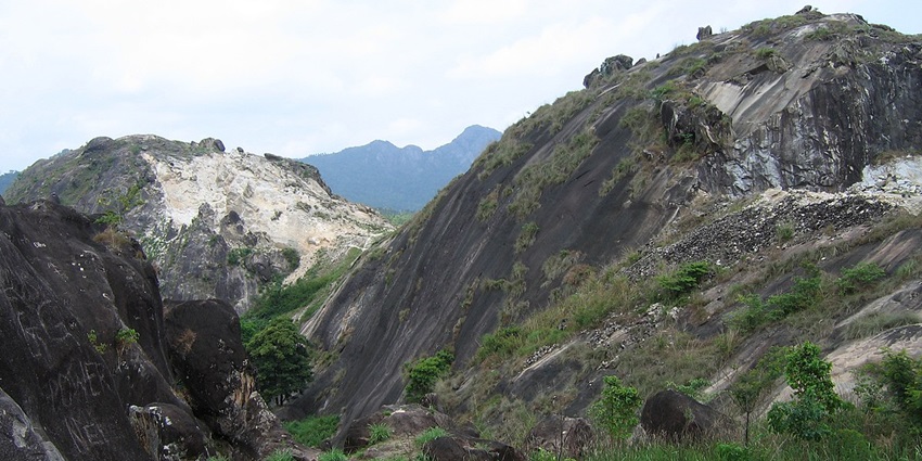 Panoramic view from Phantom rock looking over the silhouettes of the rocky hills ahead