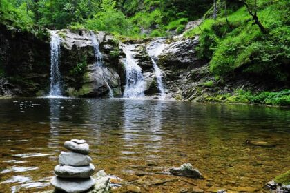 A cascading waterfall