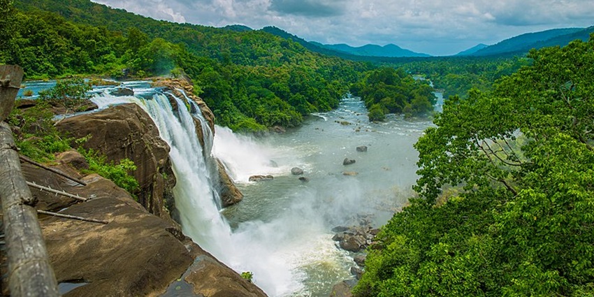 A view from the top of a waterfall