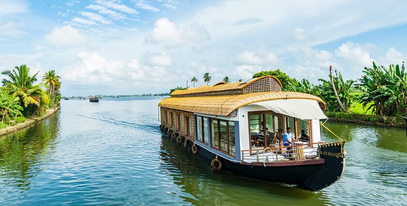 Enjoy a pleasant stay onboard one of the wooden houseboats at Alleppey in Kerala