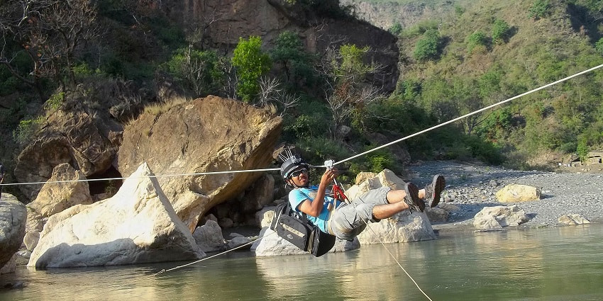 Enjoy thrilling zip-lining at the Jatayu Nature Park, in Kollam district, Kerala, India.