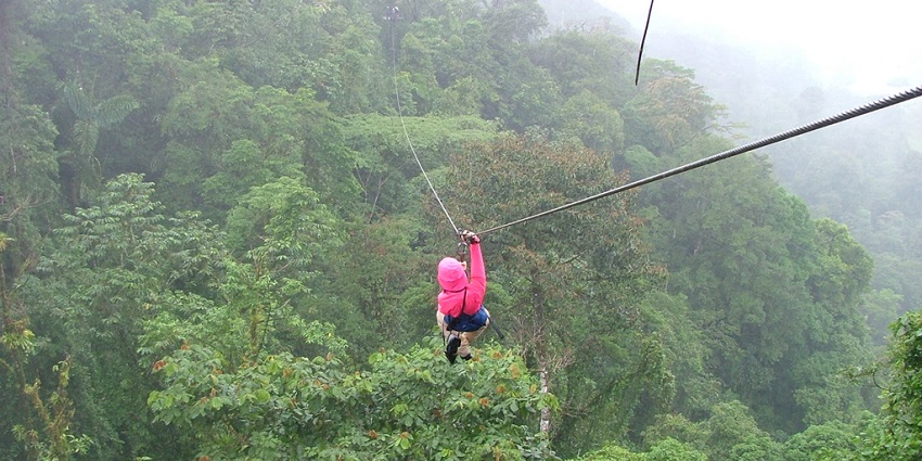 Ziplining at Fun Forest adventure- a unique experience offered at adventure parks in Munnar