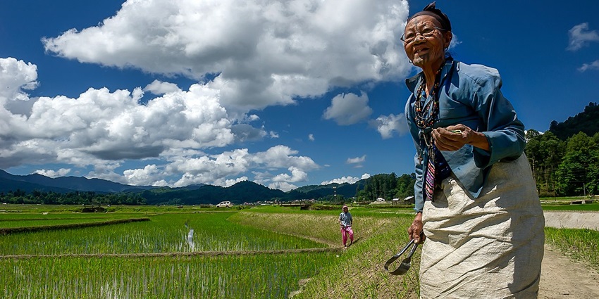 An Apatani Old lady in Ziro valley - places to visit in June in India with family.